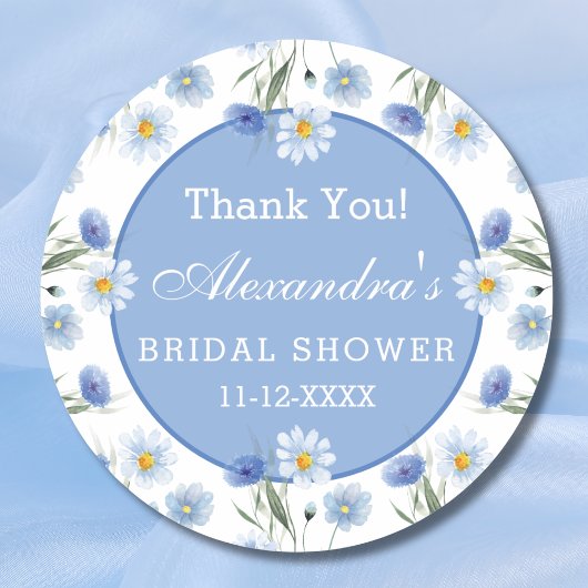 ダスティブルーフローラボホブライダルシャワーサンキュー ラウンドシール