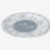 ダスティブルーフローラマグノリア新郎新婦紙プレート ペーパープレート (アングル)