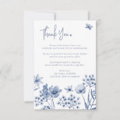 ダスティブルーフローラミニマモダン結婚リスト サンキューカード (正面)