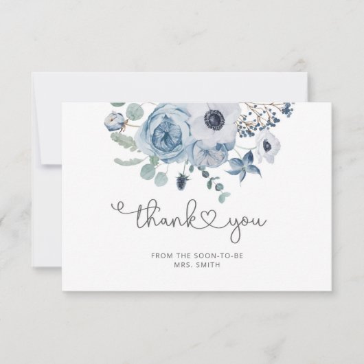 ダスティブルーフローラミニマ結婚リスト感謝していのあなた カード (正面)