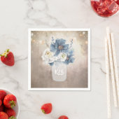 ダスティブルーフローラメイスンジャー素朴カントリー スタンダードカクテルナプキン (インサイチュ)