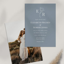 ダスティブルーフローラモノグラムカスタムフォト結婚ズ