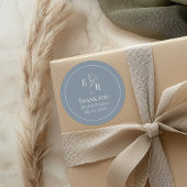 ダスティブルーフローラモノグラム結婚の感謝 ラウンドシール