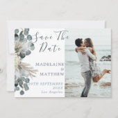 ダスティブルーフローラユーカリプトゥスエレガントウェディング セーブザデート (正面)