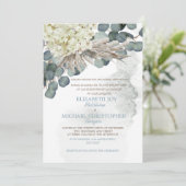 ダスティブルーフローラユーカリ離れエレガントウェディング 招待状 (スタンド正面)