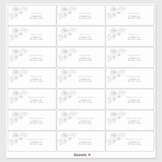 ダスティブルーフローララインアートゲストアドレスステッカー シール (シート)