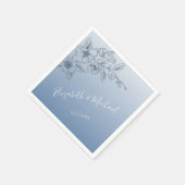 ダスティブルーフローララインアート |カスタムウェディング スタンダードカクテルナプキン (角)