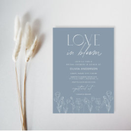 ダスティブルーフローララブイン開花ブライダルシャワー 招待状