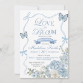 ダスティブルーフローララブイン開花ブライダルシャワー 招待状 (正面)