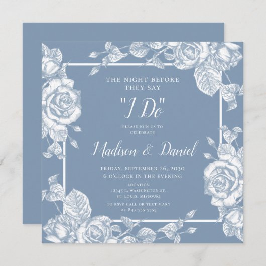 ダスティブルーフローラリハーサルディナー 招待状 (正面/裏面)