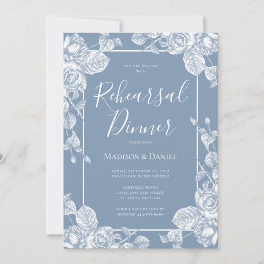 ダスティブルーフローラリハーサルディナー 招待状 (正面)
