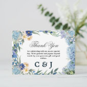 ダスティブルーフローラリースグリーン結婚リー サンキューカード (スタンド正面)