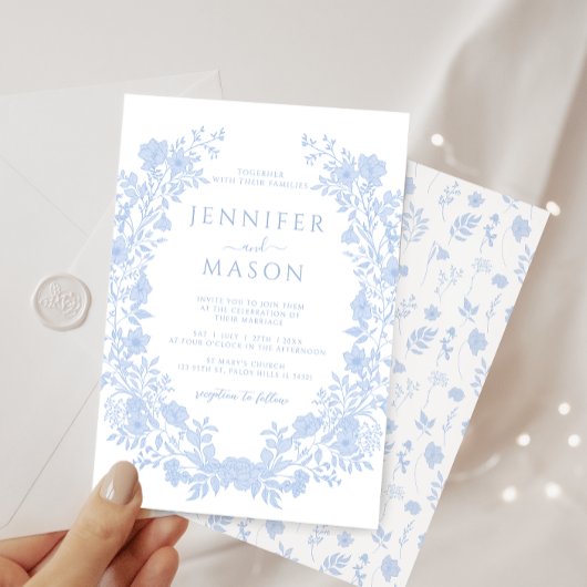 ダスティブルーフローラリースボヘミアンクラシック結婚ズ 招待状