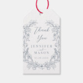 ダスティブルーフローラリース結婚クラシックの感謝していユーザ ギフトタグ (正面)