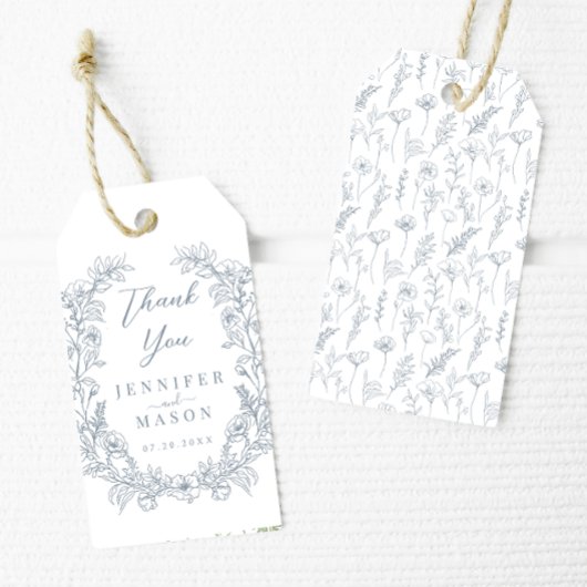 ダスティブルーフローラリース結婚クラシックの感謝していユーザ ギフトタグ