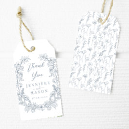 ダスティブルーフローラリース結婚クラシックの感謝していユーザ ギフトタグ