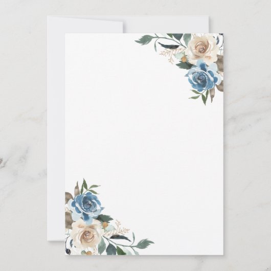 ダスティブルーフローラリース結婚式招待状 招待状 (裏面)