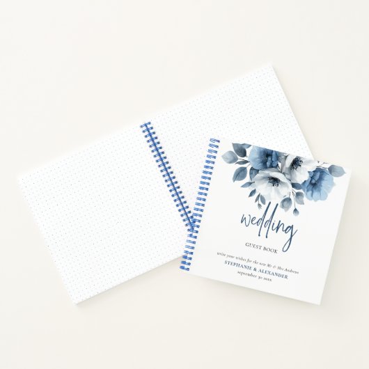 ダスティブルーフローラルウエディングゲストブック ノートブック (内部)
