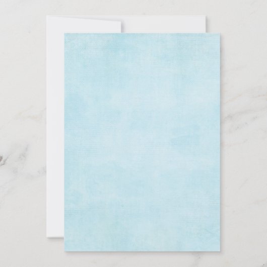 ダスティブルーフローラレトロ車ドライブバイブライダルシャワー 招待状 (裏面)