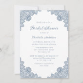 ダスティブルーフローラレースブライダルシャワー 招待状 (正面)