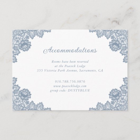ダスティブルーフローラレース結婚ズアコモデーション エンクロージャーカード (正面)