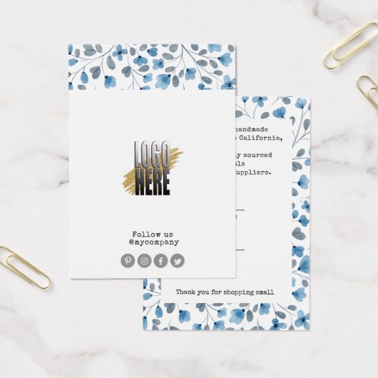 ダスティブルーフローラロゴ衣料表示価格ラベル (オフィス)