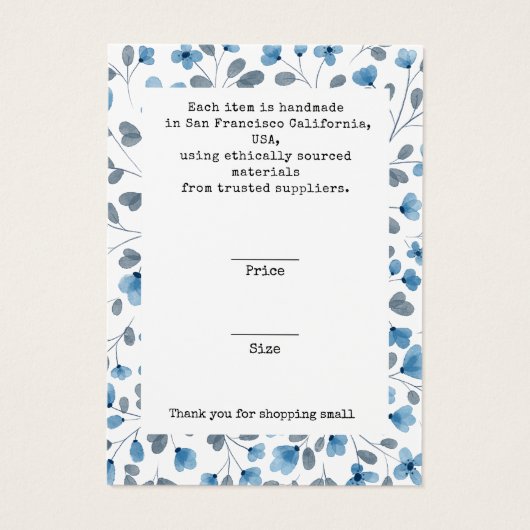 ダスティブルーフローラロゴ衣料表示価格ラベル (裏面)