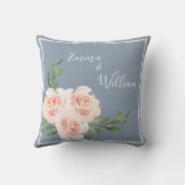 ダスティブルーフローラロマンチックな名前のスクリプ結婚ト クッション (裏面)
