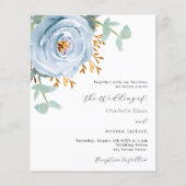 ダスティブルーフローラ予算結婚式招待状 (正面)