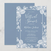 ダスティブルーフローラ仮想ブライダルシャワー 招待状 (正面/裏面)