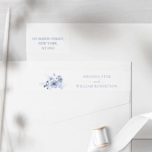 ダスティブルーフローラ差出人住所ラベル ラップアラウンドラベル