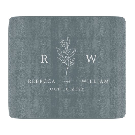 ダスティブルーフローラ手書きスクリプト新着 カッティングボード (正面)