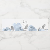 ダスティブルーフローラ水彩ブライダルシャワー ペットボトルラベル (シングルラベル)