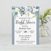 ダスティブルーフローラ水彩ブライダルシャワー 招待状 (スタンド正面)