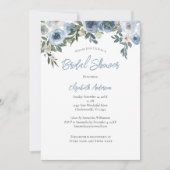 ダスティブルーフローラ水彩ブライダルシャワー 招待状 (正面)