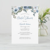 ダスティブルーフローラ水彩ブライダルシャワー 招待状 (スタンド正面)