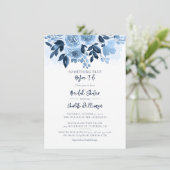 ダスティブルーフローラ水彩ブライダルシャワー 招待状 (スタンド正面)