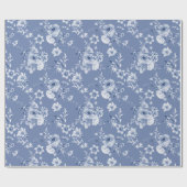 ダスティブルーフローラ水彩包み紙 ラッピングペーパー (フラット)