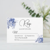 ダスティブルーフローラ水色多肉質結婚の 出欠カード (スタンド正面)