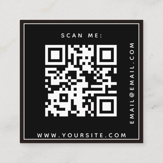 ダスティブルーフローラ白黒結婚式RSVP QRコード エンクロージャーカード (裏面)