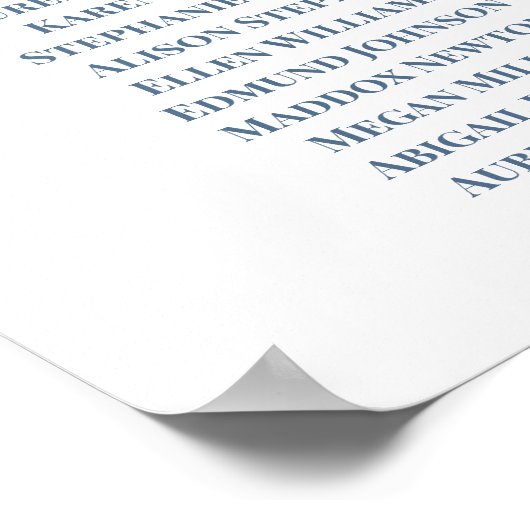 ダスティブルーフローラ結婚のシーティングサイン ポスター (角)