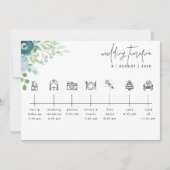 ダスティブルーフローラ結婚のタイムラインウェルカムカード 招待状 (正面)