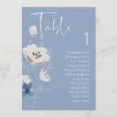 ダスティブルーフローラ結婚のテーブル座席表カード 招待状 (正面)