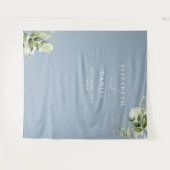 ダスティブルーフローラ結婚のフォトブース背景 タペストリー (正面(横))