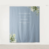 ダスティブルーフローラ結婚のフォトブース背景 タペストリー (正面)