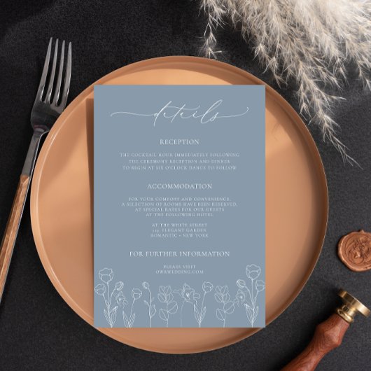 ダスティブルーフローラ結婚の詳細エンクロージャカード