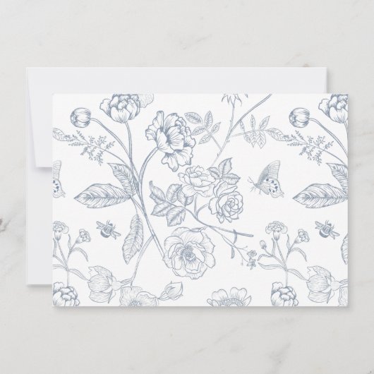 ダスティブルーフローラ結婚の詳細カード 招待状 (裏面)