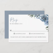 ダスティブルーフローラ結婚の食物アレルギーRSVP 出欠カード (正面/裏面)
