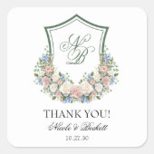 ダスティブルーフローラ結婚クレストありがとう スクエアシール (正面)