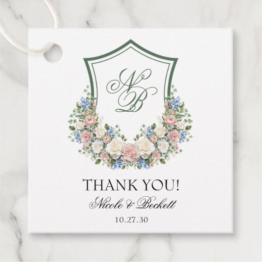 ダスティブルーフローラ結婚クレストありがとう フェイバータグ (正面)